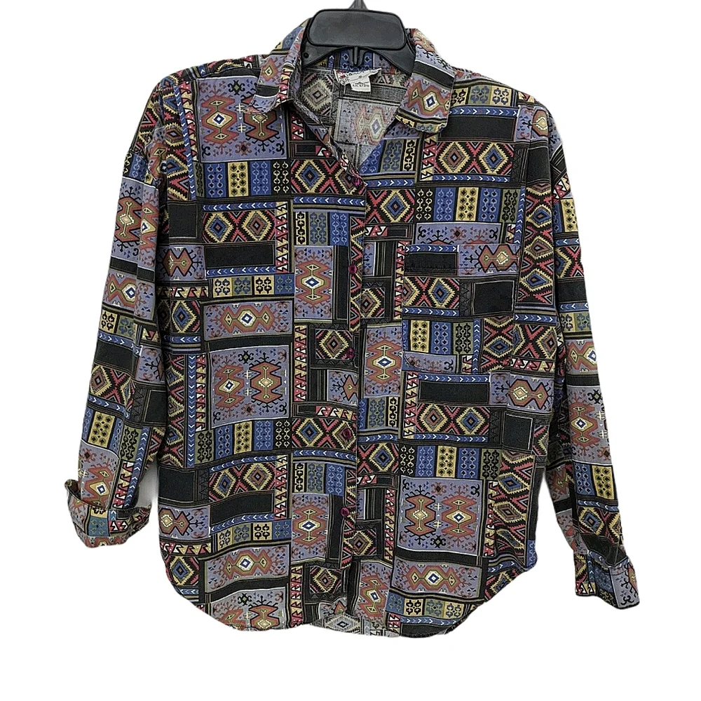 Vintage Western Bohemian Desert Button Down Sz S - Picture 10 of 10